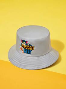 TOM & JERRY X SHEIN 1 件字母和卡通图案双面渔夫帽，适合海滩