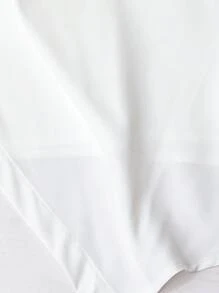 SHEIN Clasi 女式夏季不对称盖袖花卉印花醋酸纤维缎面衬衫 - 白色 - 查看 6