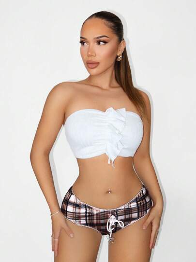 Sirith Women's New Summer Sexy Low-Rise Plaid Lace Lace Lace Design Shorts Super Sexy