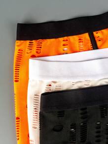 Paquete de 3 Bóxers informales de cintura elástica con diseño desgastado de unicolor para hombre