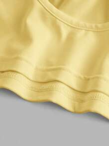 Tseoso 女式时尚纯色细肩带休闲百搭背心，夏季 - 黃色 - 查看 5