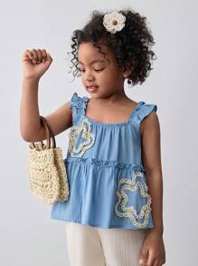 Maija Kids Maija Kids 年轻女孩花卉图案荷叶边吊带背心 - 黃色 - 查看 4