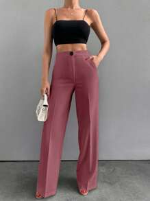 SHEIN Cottnline Beige Basic Pants, Fashionable Suitable For Summer - Pink - View 1
