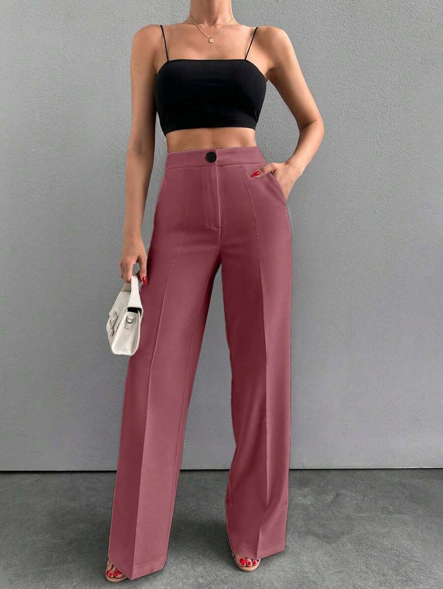 SHEIN Cottnline Beige Basic Pants, Fashionable Suitable For Summer - Pink - View 1