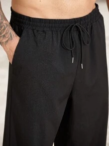ResortEase Plus Size Men's Solid Color Drawstring Waist Casual Pants
