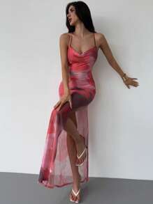 Firerie Váy Maxi hở lưng ôm sát, đơn giản, nhiều màu, họa tiết in hình bãi biển, chụp ảnh du lịch cho nữ, mùa hè - Nhiều màu - Xem 9