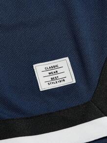 AXEPEAK Pantaloncini oversize da uomo con toppe a lettera, bordo a contrasto e vita con coulisse, ispirati allo streetwear