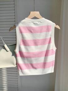 Comfortcana Women Sleeveless Striped Knit Top, Fashionable For Summer