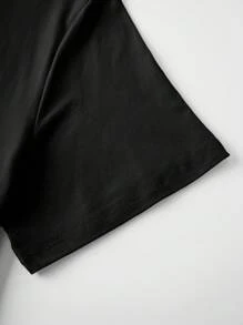 Manfinity Sport Corelite Men's Botanical Print Round Neck Short Sleeve Sports T-Shirt For Summer Workout Clothes Running Tees & Tanks, Black T-Shirt, Spider T-Shirt - Black - View 5