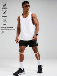 Manfinity Sport Polished Herren Sommer Lässig Set mit Buchstaben Muster Tank Top und Shorts, Sportbekleidung, Laufgarnitur