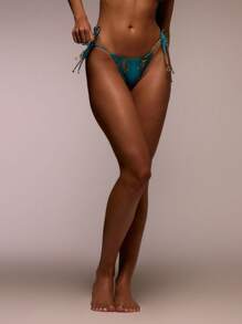 Musera Resort 侧边系带流苏印花比基尼泳裤，适合春季、夏季、伊比沙岛、假日、可爱、节日、度假沙滩装、海滩、波西米亚风鸡尾酒。 - 彩色 - 查看 2