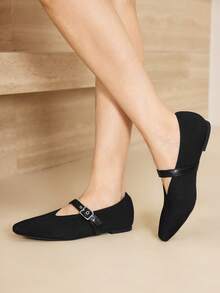 MOTF PREMIUM BAILARINAS DE recubierto CON HEBILLA, ZAPATOS DE PUNTA FINA - Negro - Ver 6