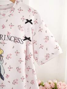 青少年女孩新款简约时尚可爱碎花长袖睡裙家居服返校时尚 - 彩色 - 查看 5