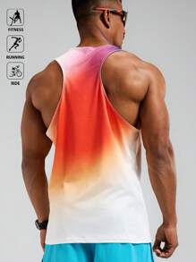 Manfinity Sport Polished Men's Ombre Crew Neck Casual Sports Tank Top, Summer Workout Clothes Running Tees & Tanks