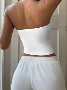 Aloruh 女士休闲蓝百合花卉印花抹胸短款上衣，适合夏季、海滩、音乐节 - 彩色 - 查看 7