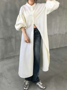 FRIFUL Damen Locker sitzendes Kleid mit langen Laternenärmeln, Langarm, Frühlings-/Herbstkleid