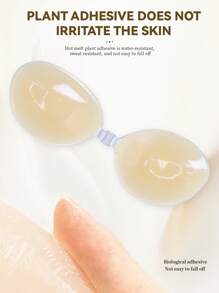 SHEIN 1 Pair Liquid Silicone Bra, Simple & Practical Multifunctional - Orange - View 2