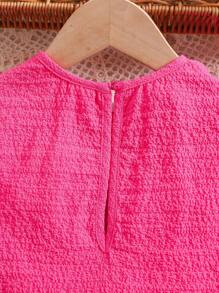 SHEIN 2 pièces Tenue d'été pour bébé fille : Top ample rose à manches courtes à volants et ensemble short à taille élastique
