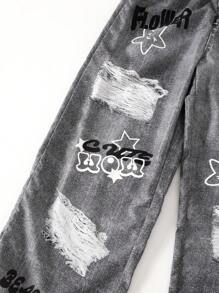 SHEIN Explorewe 3 件套青少年女孩夏季休闲宽松凉爽短款上衣、黑色修身吊带背心和阔腿裤，适合日常、度假、郊游、聚会、节日装 - 黑色 - 查看 7