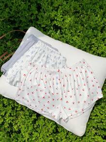 Comfortcana 3件套樱桃图案针织低腰夏季舒适短裤 - 彩色 - 查看 3