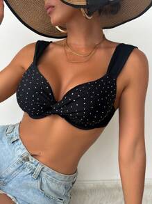 Voyashape Women's Summer Beach Rhinestone Design Sexy Bikini Top - Black - View 6