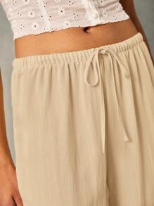 Poéselle Women Solid Color Casual Pants, Suitable For Summer - Camel - View 4