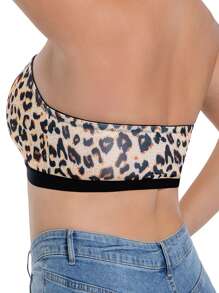 Plus Size Wireless Comfortable Leopard Print Strapless Bra - Multicolor - View 3