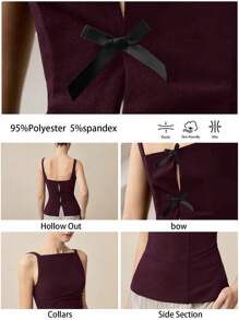 BizChic Áo tank top nữ màu đỏ tía cổ chữ V, thắt eo, hiện đại, thanh lịch, phù hợp cho công sở, đi làm hàng ngày, lãng mạn, mang hơi hướng retro thập niên 90, thích hợp cho Giáng sinh, Năm mới, Ngày Valentine, Tiệc tùng, Bãi biển, Lễ tốt nghiệp, Thời trang, Lễ hội, Kỳ nghỉ, Khách dự đám cưới, Bữa ăn trưa, Sân bay, Nhiều dịp khác nhau. - Màu Đỏ Sâu - Xem 9