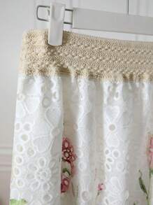 SHEIN Clasi Women's Floral Print A-Line Skirt With Slit