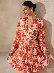 Aveloria Modichic 女士植物印花多层荷叶边下摆连衣裙度假装女士 - 彩色 - 查看 6