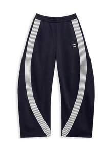 NEON BLANC Pantalón de chándal holgado de punto azul marino para hombre, escuela