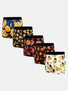 Tween Boy Hamburger Pizza Print Elastic Waist Briefs