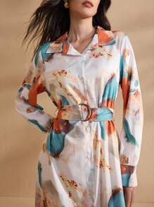 Graceveil Women Modest Fashion Tie Dye Pattern Long Abaya Dress