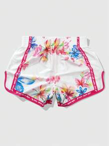 ROMWE MEN Prep Men's Shorts With Vibrant Floral Patterns - White - View 2