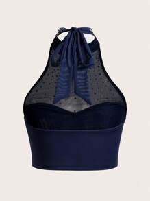 SHEIN ICON 女式立领水钻网眼拼接短款吊带背心