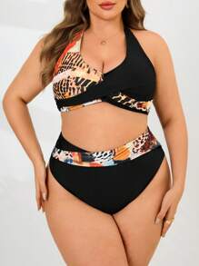 Swim Lushoire Bộ đồ bơi tankini chéo trước cỡ lớn cho nữ - Nhiều màu - Xem 4