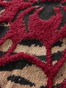 AXEPEAK 男士圆领长袖图案休闲毛衣，街头风格，秋冬款 - 彩色 - 查看 7