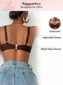 Swim DD+ Women's Solid Color Pleated Sexy Bikini Top For Summer Beach