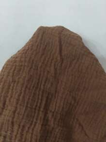 SHEIN LUNE 女式V领休闲棉麻风格短袖衬衫 - 咖啡棕 - 查看 7