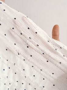 Bohemela 夏季波西米亚风度假波尔卡圆点休闲纯色修身V领短袖T恤女款 - 白色 - 查看 8