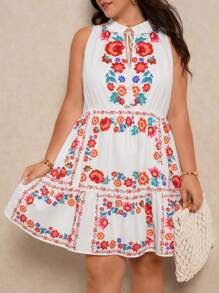 Elaquor Plus Size Sleeveless Fashion Dress, Suitable For Summer - Multicolor - View 4