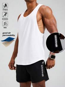 Manfinity Sport Polished Herren Sommer Lässig Set mit Buchstaben Muster Tank Top und Shorts, Sportbekleidung, Laufgarnitur