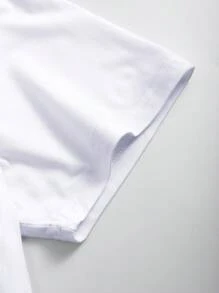 Manfinity Dauomo Men Simple Solid Color Short Sleeve Casual T-Shirt - White - View 6