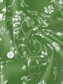 GlowEve Vestido de botones hasta la mitad del muslo con estampado floral pequeño - Verde - Ver 3