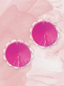 SHEIN 1 对花卉造型实用可重复使用硅胶奶瓶盖，简约设计 - 粉色 - 查看 5