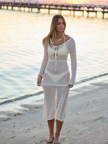 Aralina Vestido largo de ganchillo perfecto para festivales de verano y atuendos de playa - Blanco - Ver 11