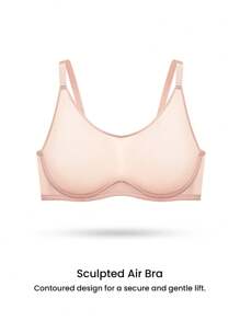 LUVLETTE Plus Dream Curve Air 粉色全覆盖透气透明网眼隔杯轻盈舒适基本款文胸 - 粉色 - 查看 7