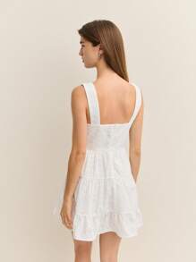 Nöista Spring/Summer A-Line Dress With Floral Lace Trim Women's Vacation Outfit Romantic Cute Style White Graduation Dress - White - View 2