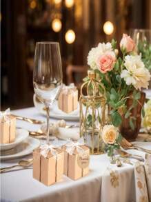 صناديق هدايا بعلامات, صناديق ورق كرافت صغيرة لحفلات الزفاف والعرس وأعياد الميلاد، صناديق ورقية قابلة للطي لمعالجة الحفلات مع علامات DIY