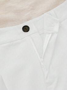 INAWLY Women's Solid Color Pleated Casual Versatile Shorts